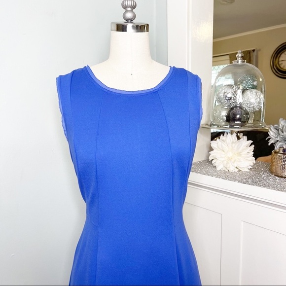 Talbots Blue Fit & Flare Party Dress Sleeveless XS 2 - Picture 4 of 10